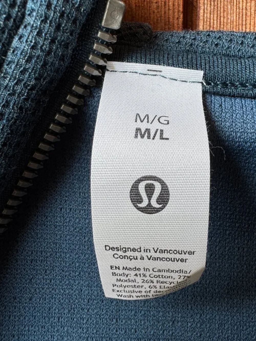 Lululemon Heathered Indochine Blue Oversized Full-Zip Hoodie Waffle in Med/Large - Picture 3 of 10